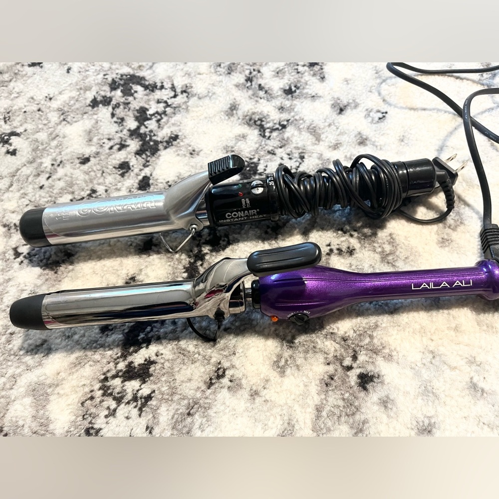 Conair and Laila Ali Curling Irons - Silver and Purple